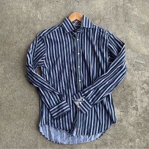 Thomas Dean Long Sleeve Button Down Shirt Size Men’s S Small Purple Stripe
